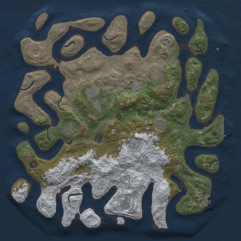 Rust Map: Procedural Map, Size: 4500, Seed: 4877186, 19 Monuments