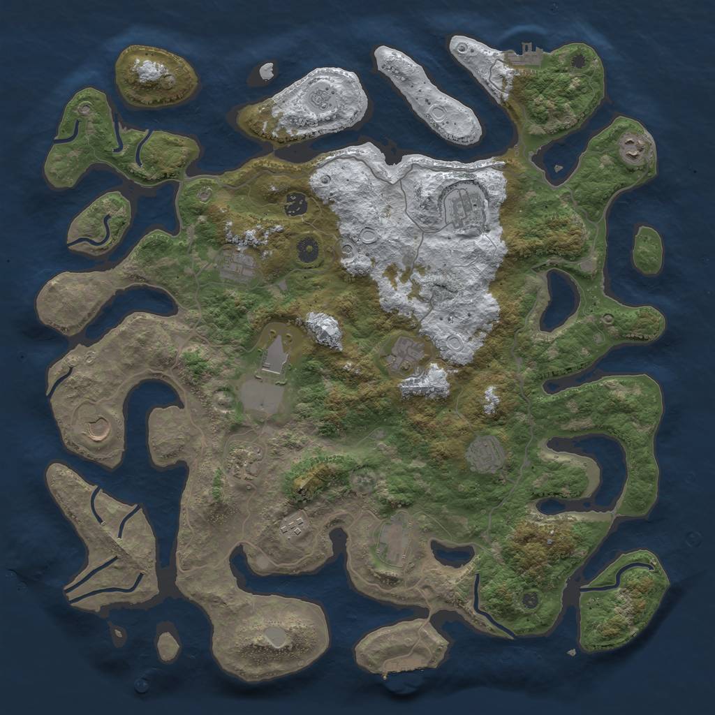 Rust Map: Procedural Map, Size: 4500, Seed: 3222343, 20 Monuments