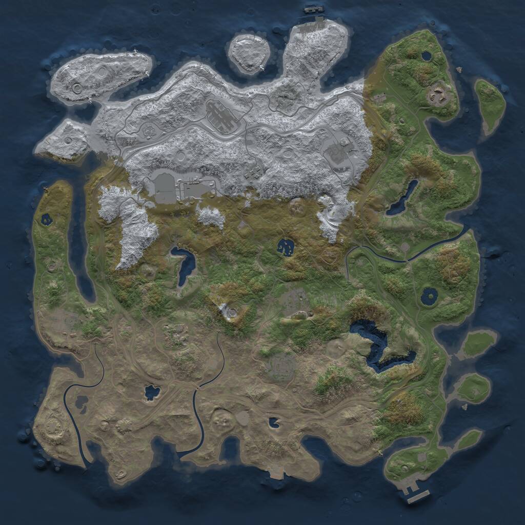 Rust Map: Procedural Map, Size: 4500, Seed: 5619292, 16 Monuments
