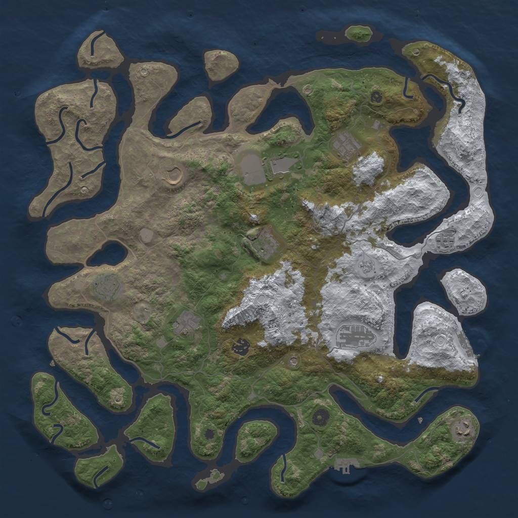 Rust Map: Procedural Map, Size: 4500, Seed: 5668920, 19 Monuments