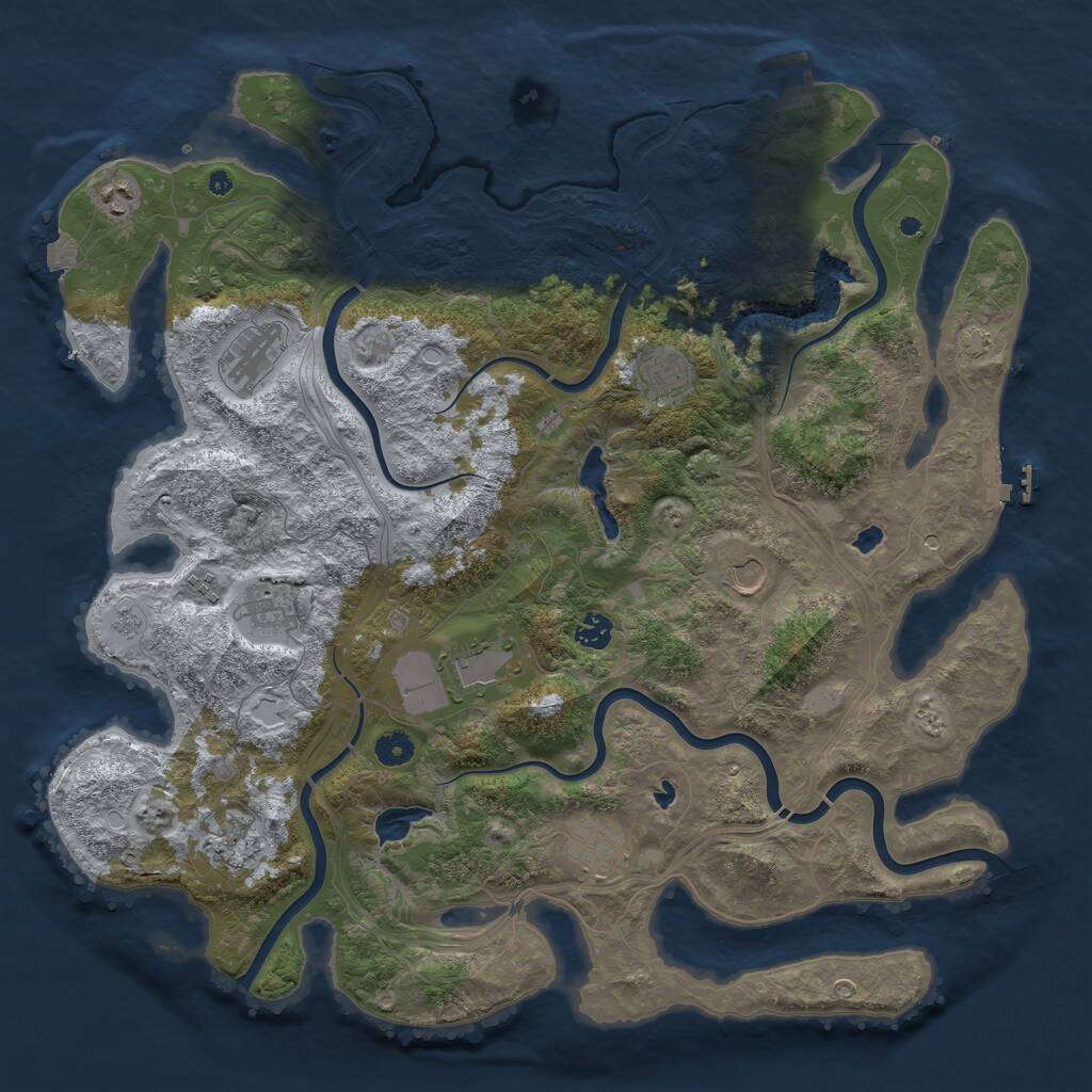 Rust Map: Procedural Map, Size: 4500, Seed: 1273618, 16 Monuments
