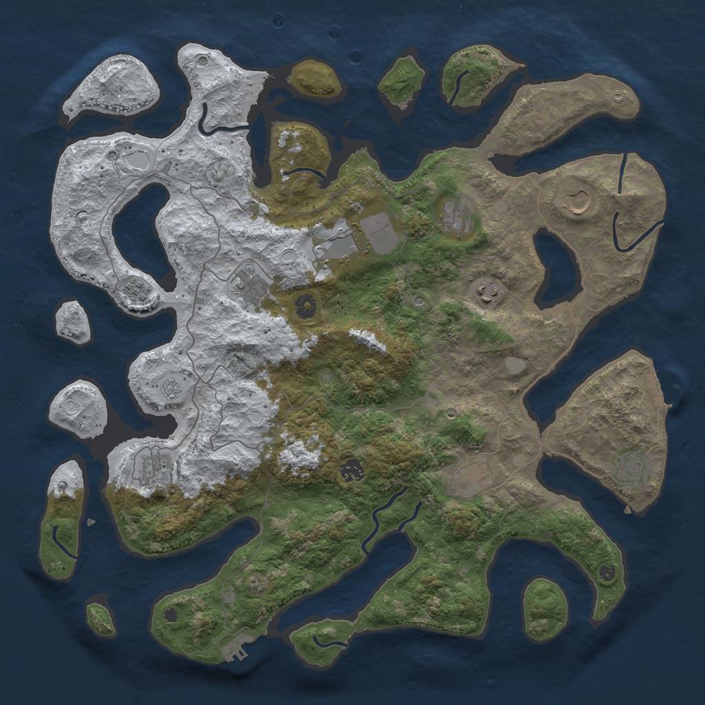 Rust Map: Procedural Map, Size: 4500, Seed: 4983758, 19 Monuments