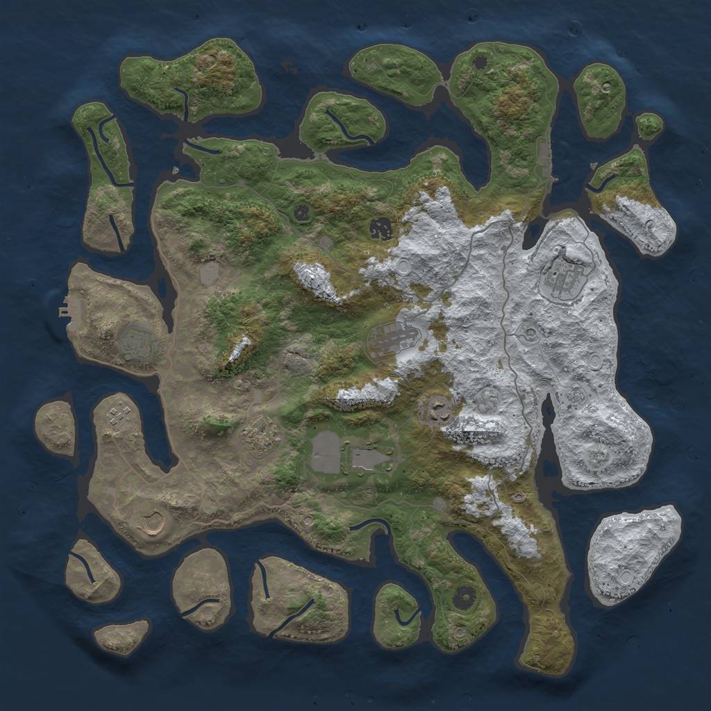 Rust Map: Procedural Map, Size: 4500, Seed: 3580892, 18 Monuments