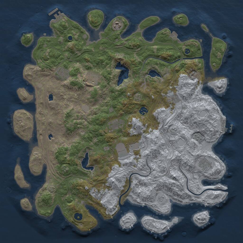Rust Map: Procedural Map, Size: 4500, Seed: 6437921, 16 Monuments