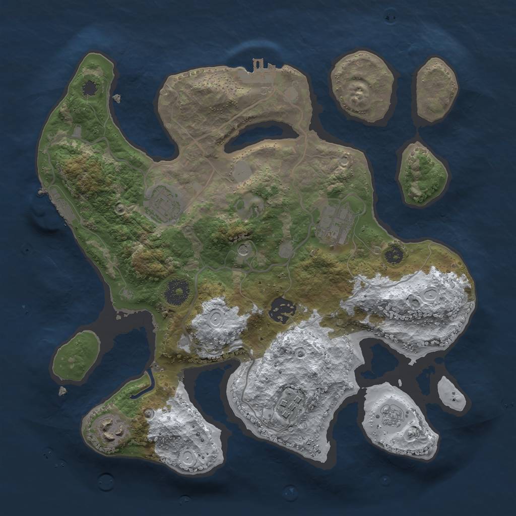 Rust Map: Procedural Map, Size: 3000, Seed: 341229, 14 Monuments