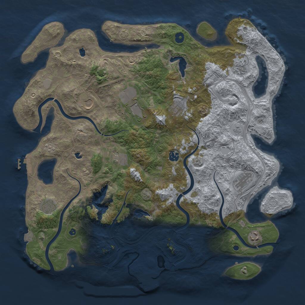Rust Map: Procedural Map, Size: 4500, Seed: 3945819, 16 Monuments