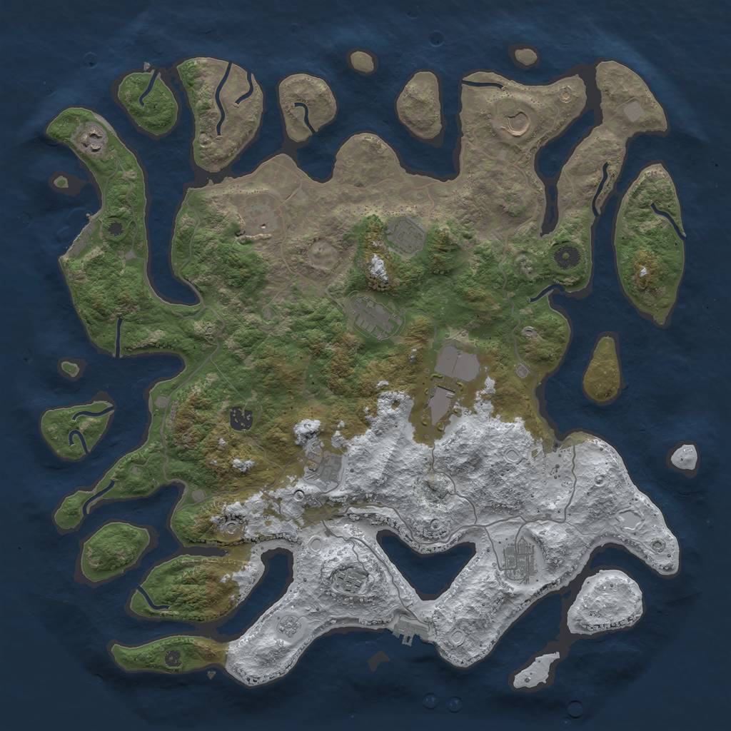 Rust Map: Procedural Map, Size: 4500, Seed: 514289, 19 Monuments