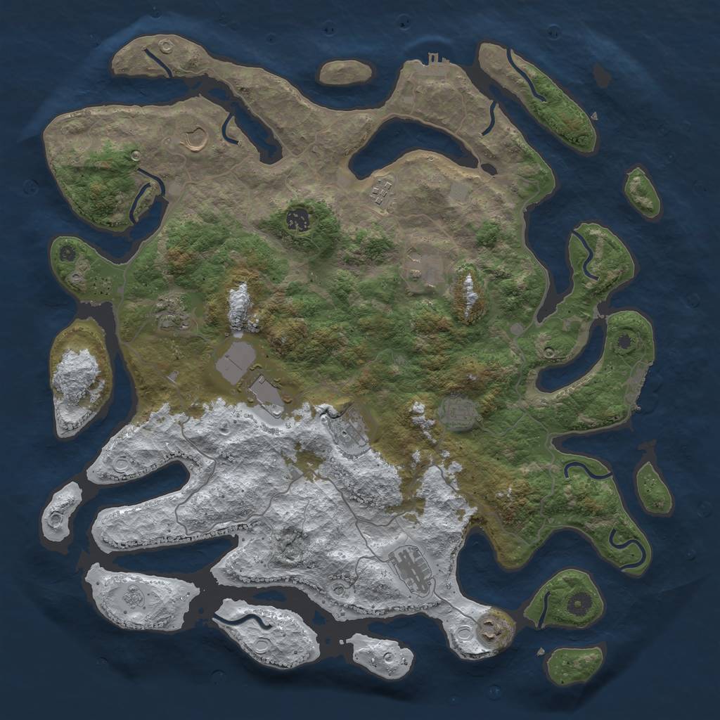 Rust Map: Procedural Map, Size: 4500, Seed: 2845911, 19 Monuments