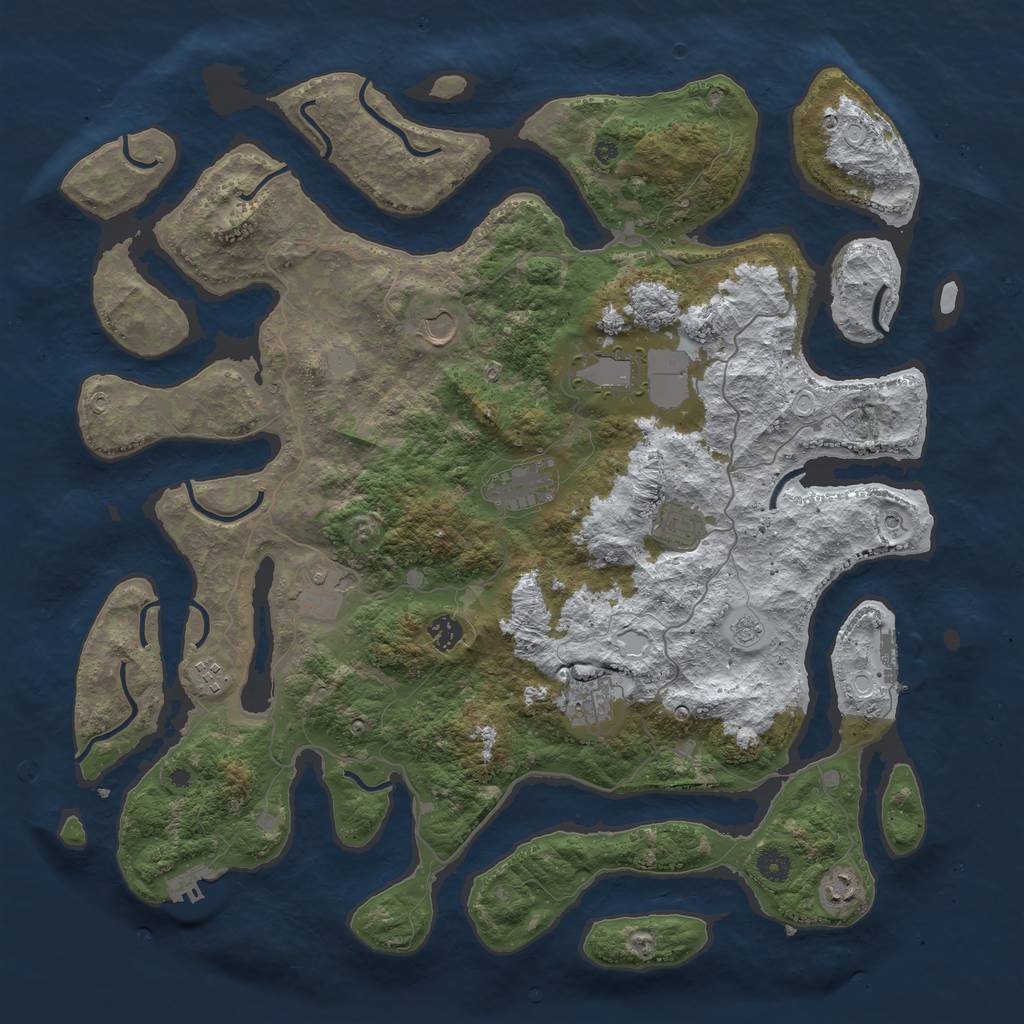 Rust Map: Procedural Map, Size: 4500, Seed: 523994, 18 Monuments