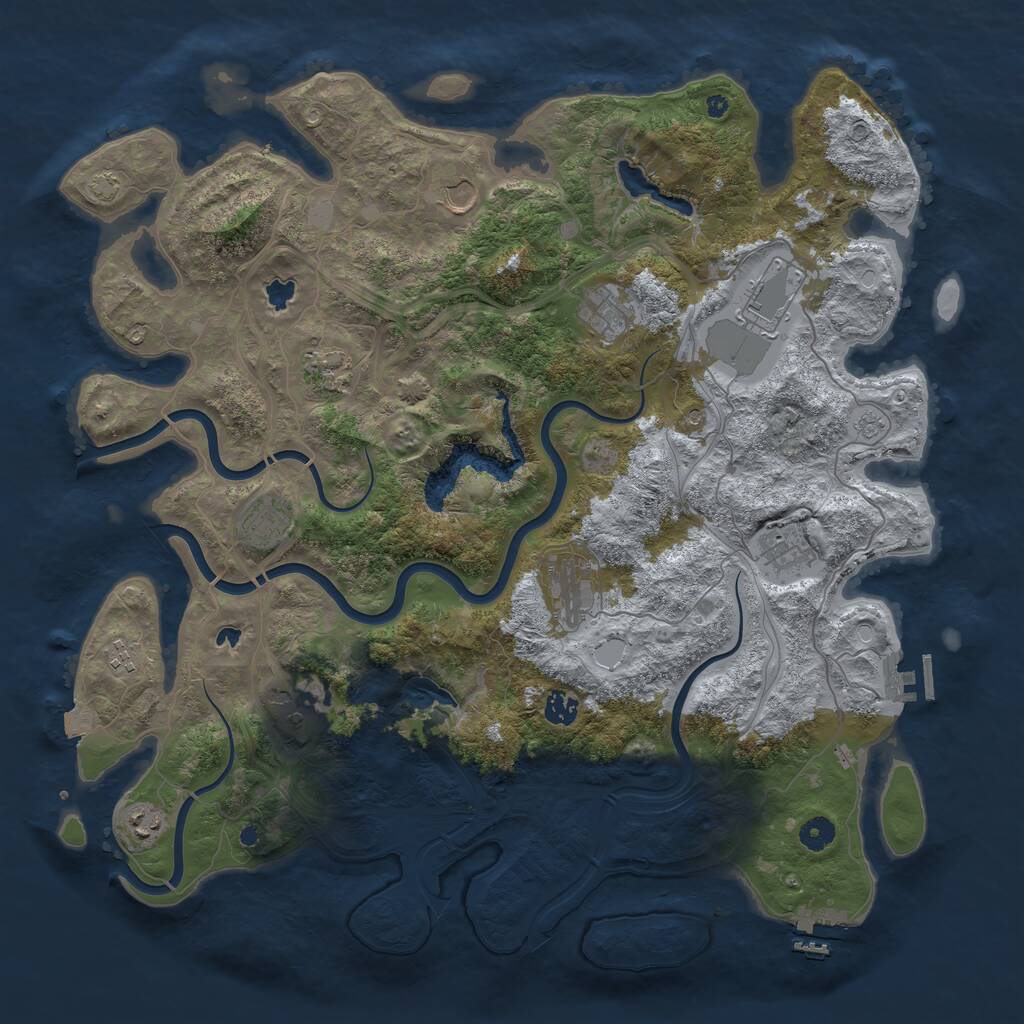 Rust Map: Procedural Map, Size: 4500, Seed: 523994, 17 Monuments
