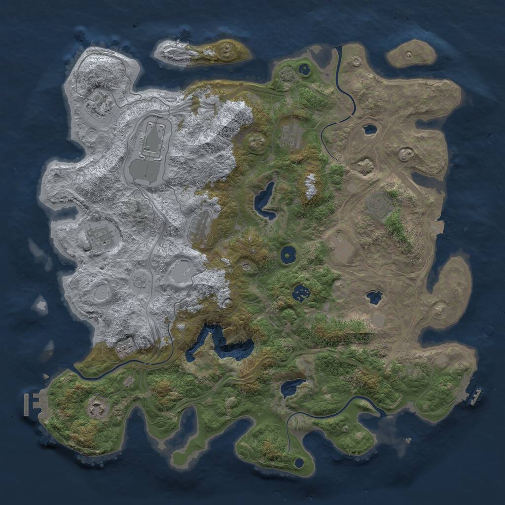 Rust Map: Procedural Map, Size: 4500, Seed: 55219, 16 Monuments