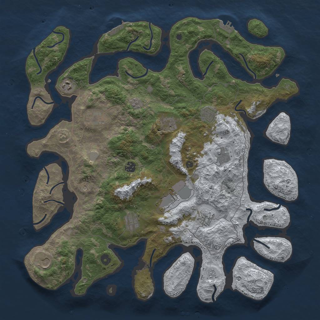 Rust Map: Procedural Map, Size: 4500, Seed: 3916732, 20 Monuments