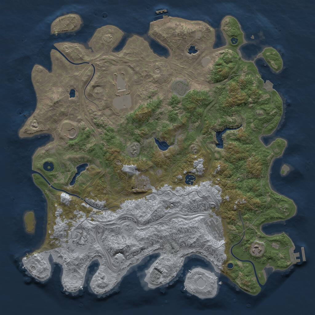 Rust Map: Procedural Map, Size: 4500, Seed: 736130, 15 Monuments