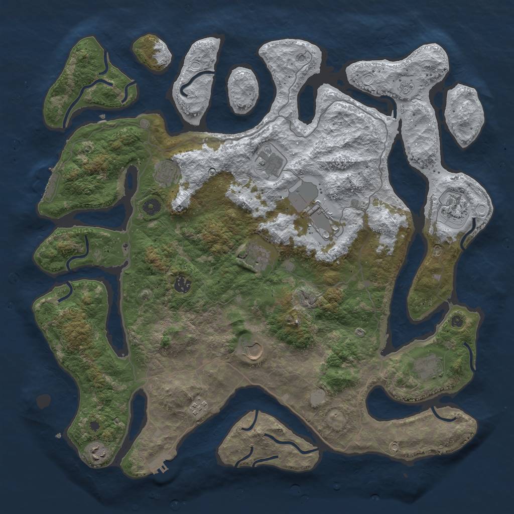 Rust Map: Procedural Map, Size: 4500, Seed: 1790097, 19 Monuments