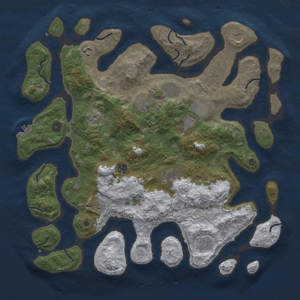 Rust Map: Procedural Map, Size: 4500, Seed: 4384247, 18 Monuments