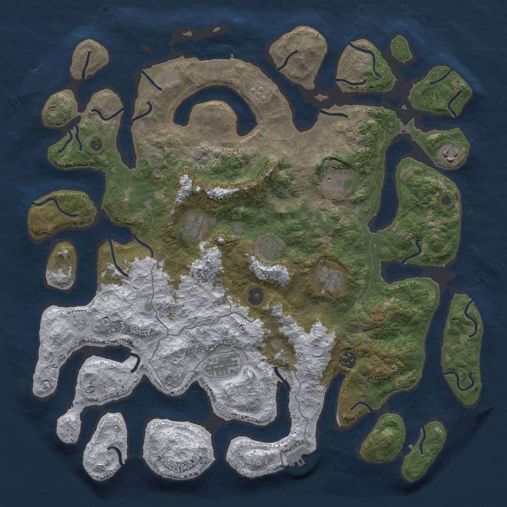 Rust Map: Procedural Map, Size: 4500, Seed: 3973212, 17 Monuments