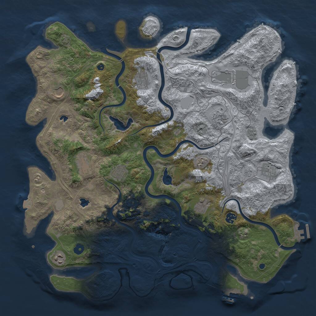 Rust Map: Procedural Map, Size: 4500, Seed: 4132848, 17 Monuments