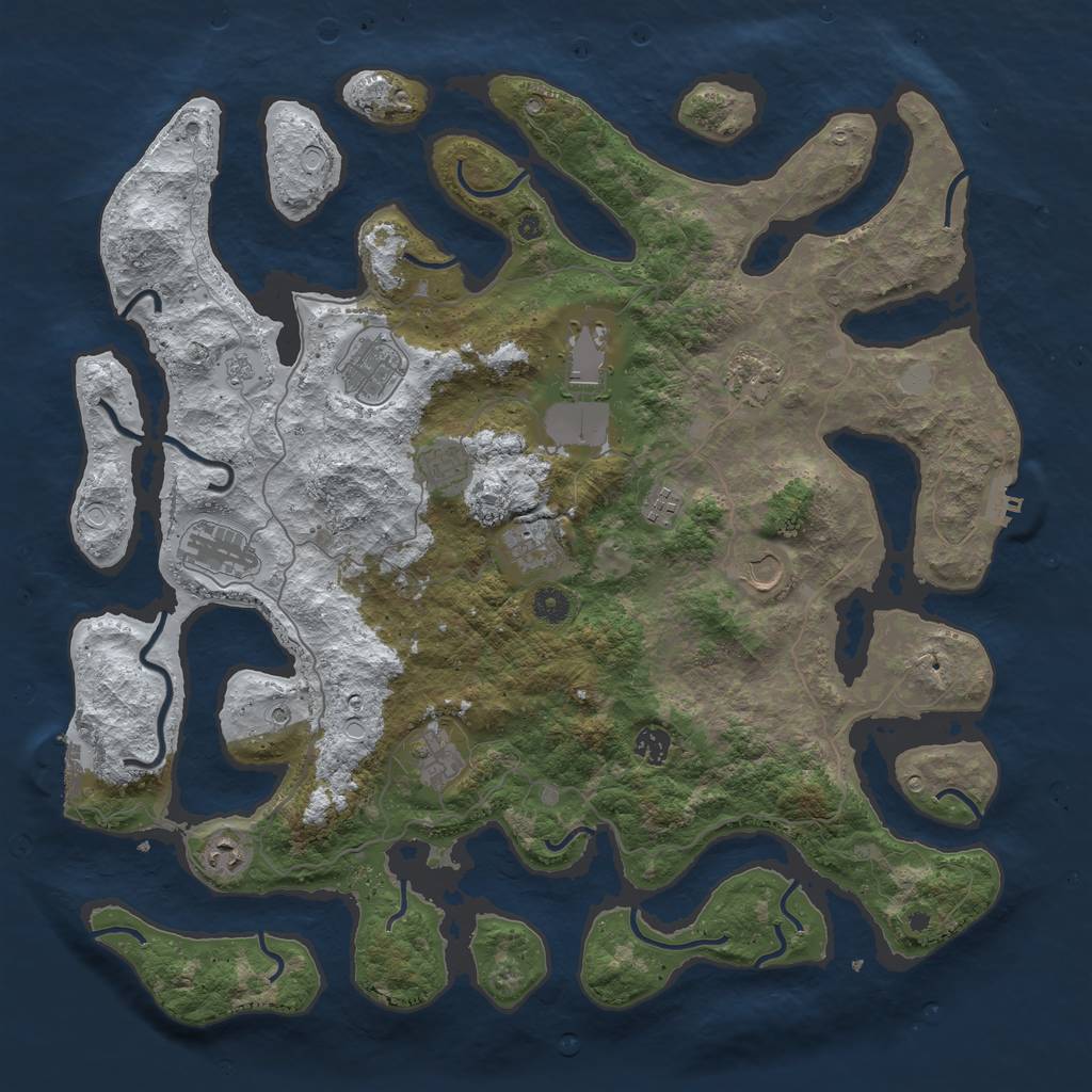 Rust Map: Procedural Map, Size: 4500, Seed: 3150365, 20 Monuments