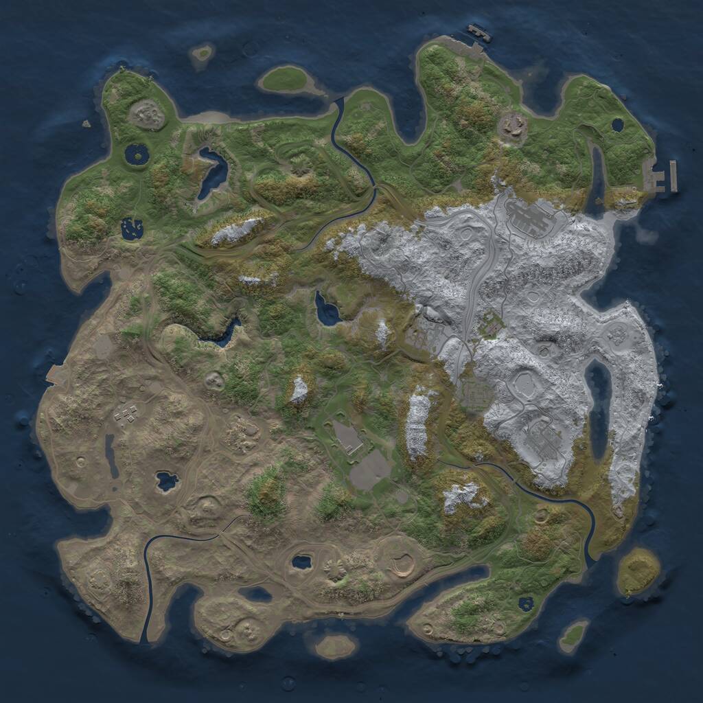 Rust Map: Procedural Map, Size: 4500, Seed: 1455881, 16 Monuments
