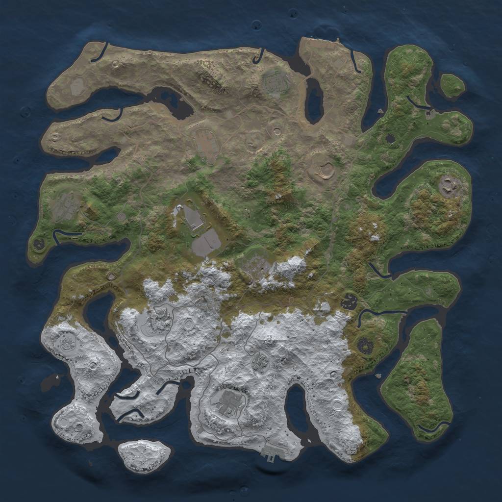 Rust Map: Procedural Map, Size: 4500, Seed: 2275940, 20 Monuments