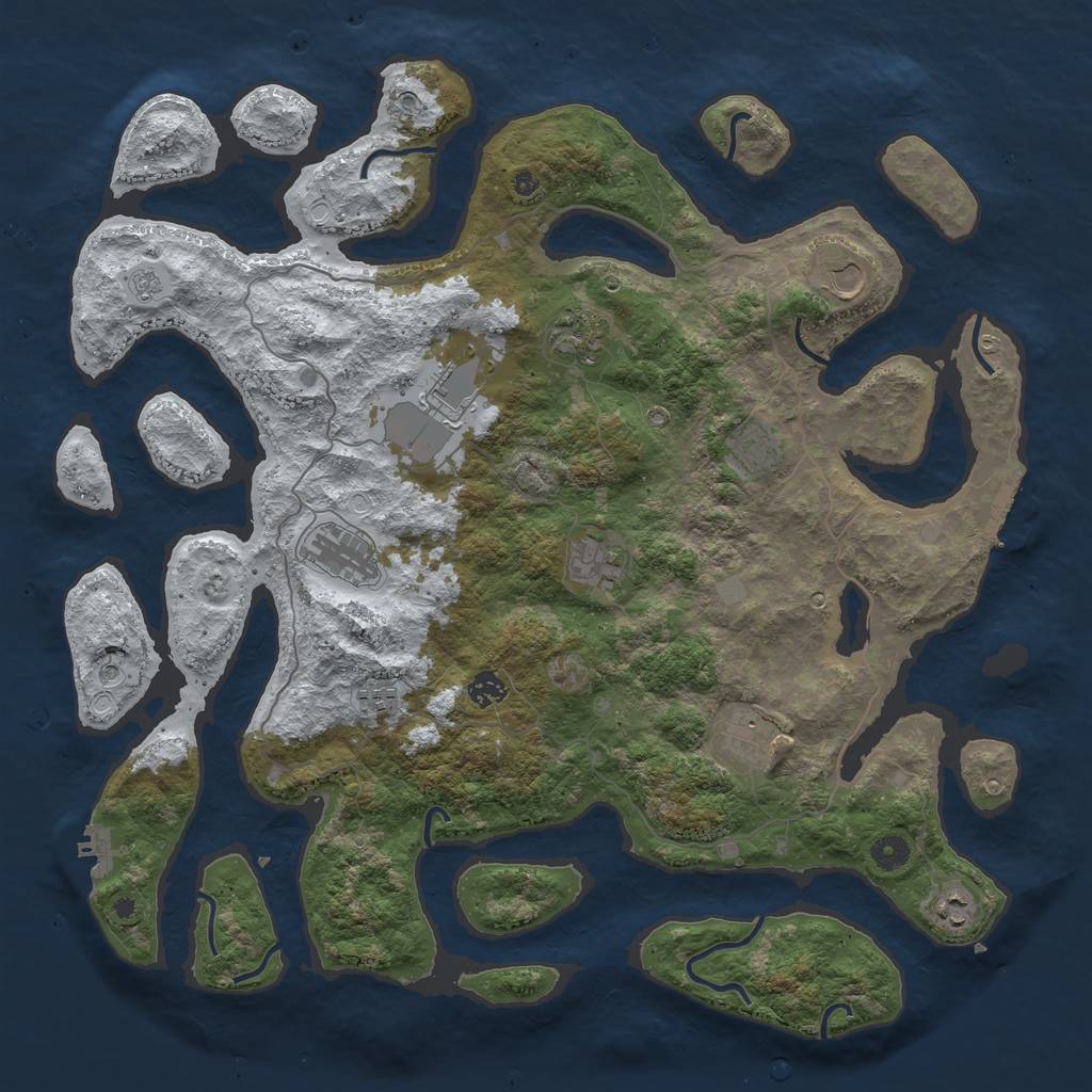 Rust Map: Procedural Map, Size: 4500, Seed: 5313536, 19 Monuments