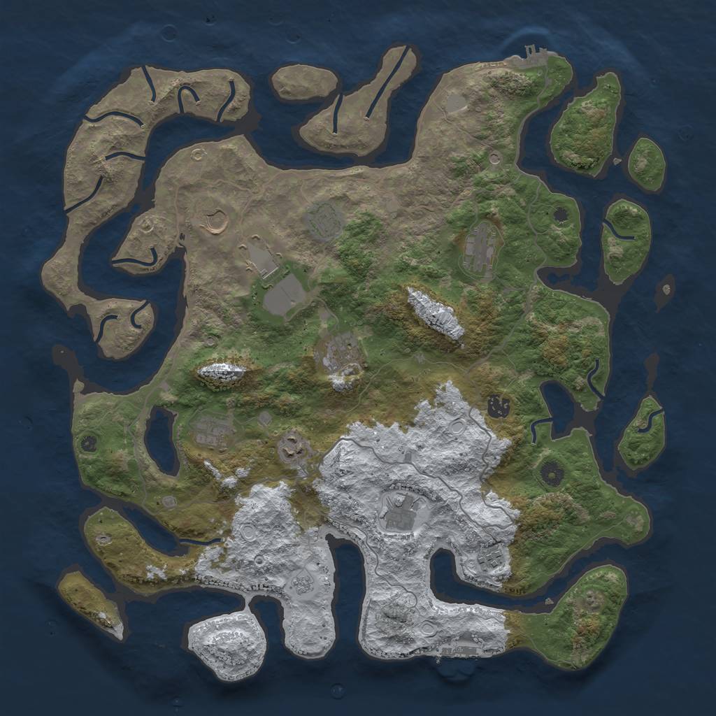 Rust Map: Procedural Map, Size: 4500, Seed: 1383791, 19 Monuments