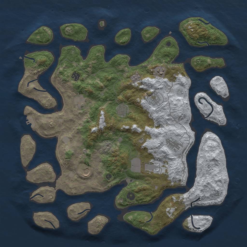 Rust Map: Procedural Map, Size: 4500, Seed: 3511351, 17 Monuments