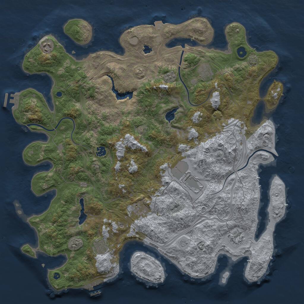 Rust Map: Procedural Map, Size: 4500, Seed: 2304439, 14 Monuments