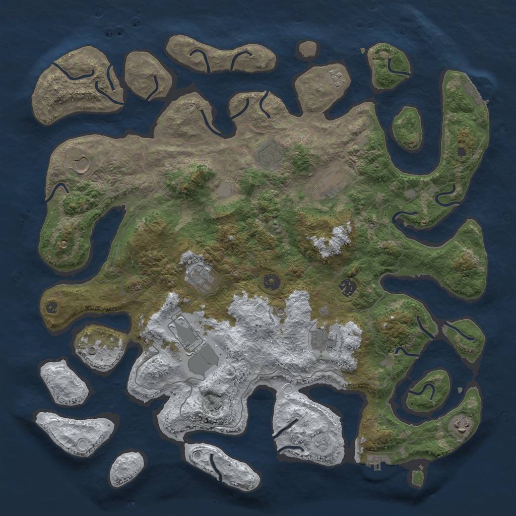 Rust Map: Procedural Map, Size: 4500, Seed: 639698, 18 Monuments