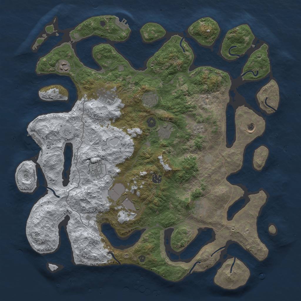 Rust Map: Procedural Map, Size: 4500, Seed: 5204628, 19 Monuments