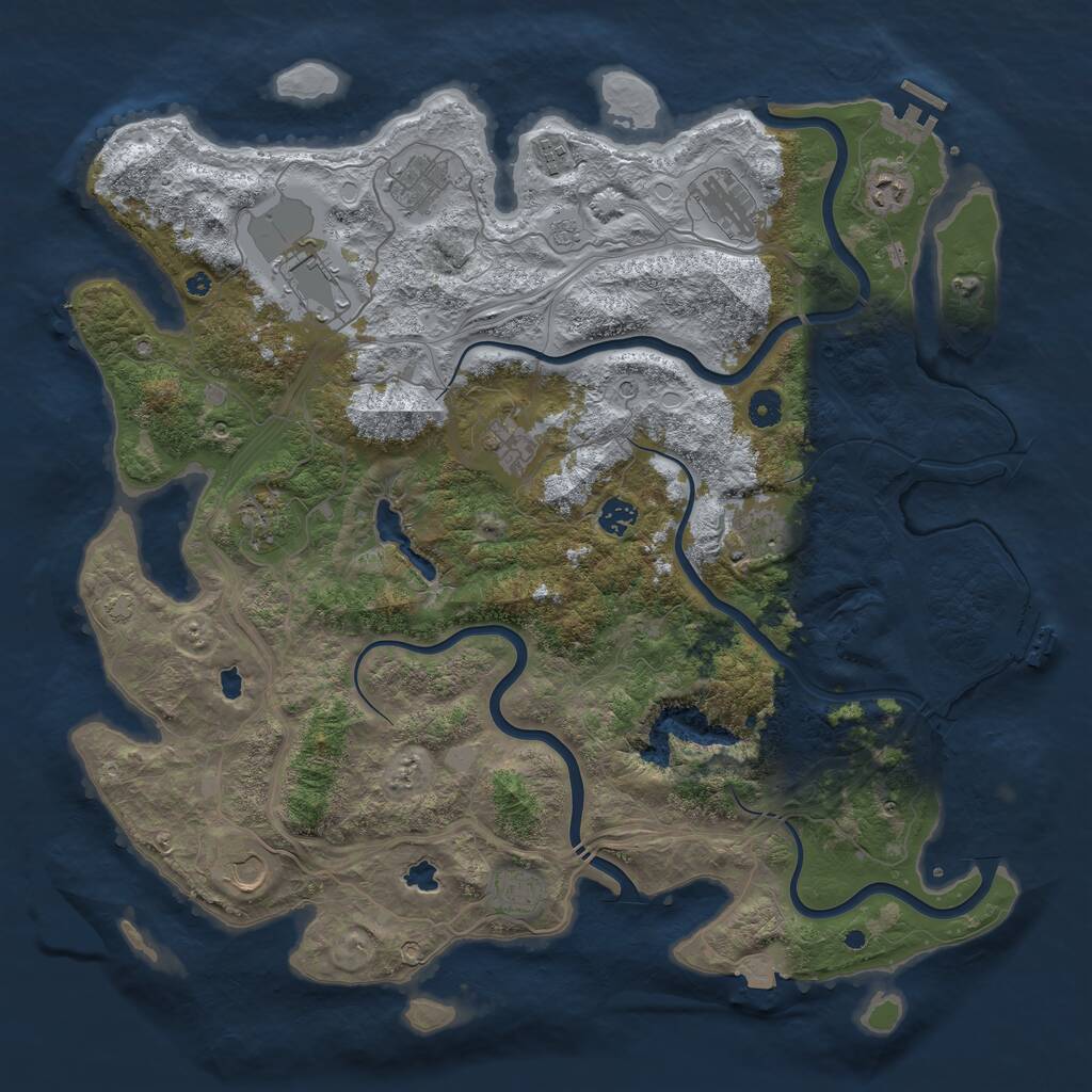 Rust Map: Procedural Map, Size: 4500, Seed: 6150300, 17 Monuments