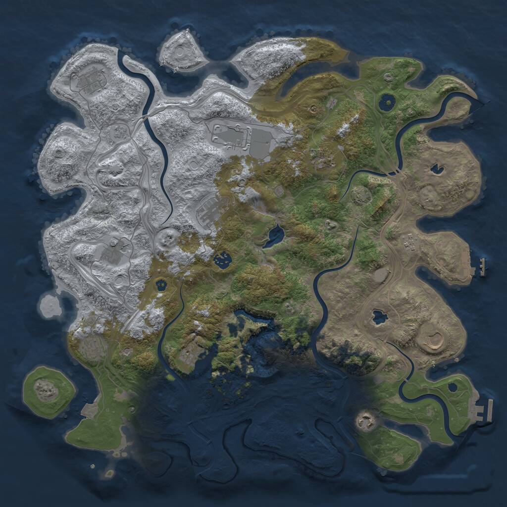 Rust Map: Procedural Map, Size: 4500, Seed: 3839960, 17 Monuments