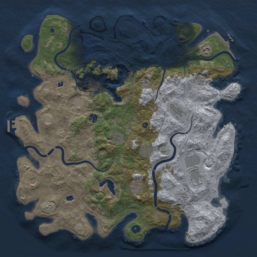 Rust Map: Procedural Map, Size: 4500, Seed: 604652, 17 Monuments