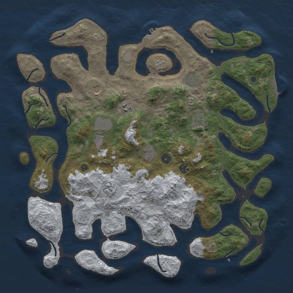 Rust Map: Procedural Map, Size: 4500, Seed: 476701, 18 Monuments