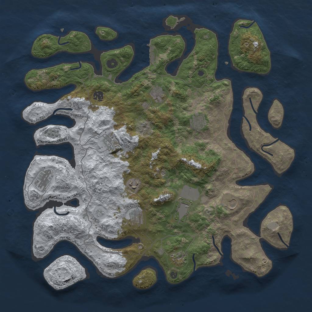 Rust Map: Procedural Map, Size: 4500, Seed: 3586128, 19 Monuments