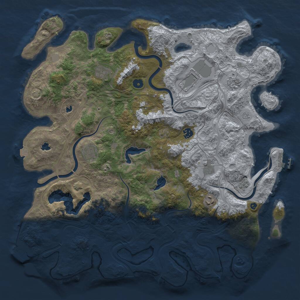 Rust Map: Procedural Map, Size: 4500, Seed: 4210389, 14 Monuments