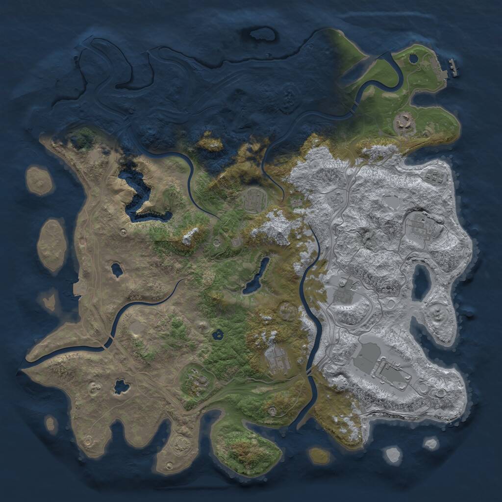 Rust Map: Procedural Map, Size: 4500, Seed: 4902418, 14 Monuments