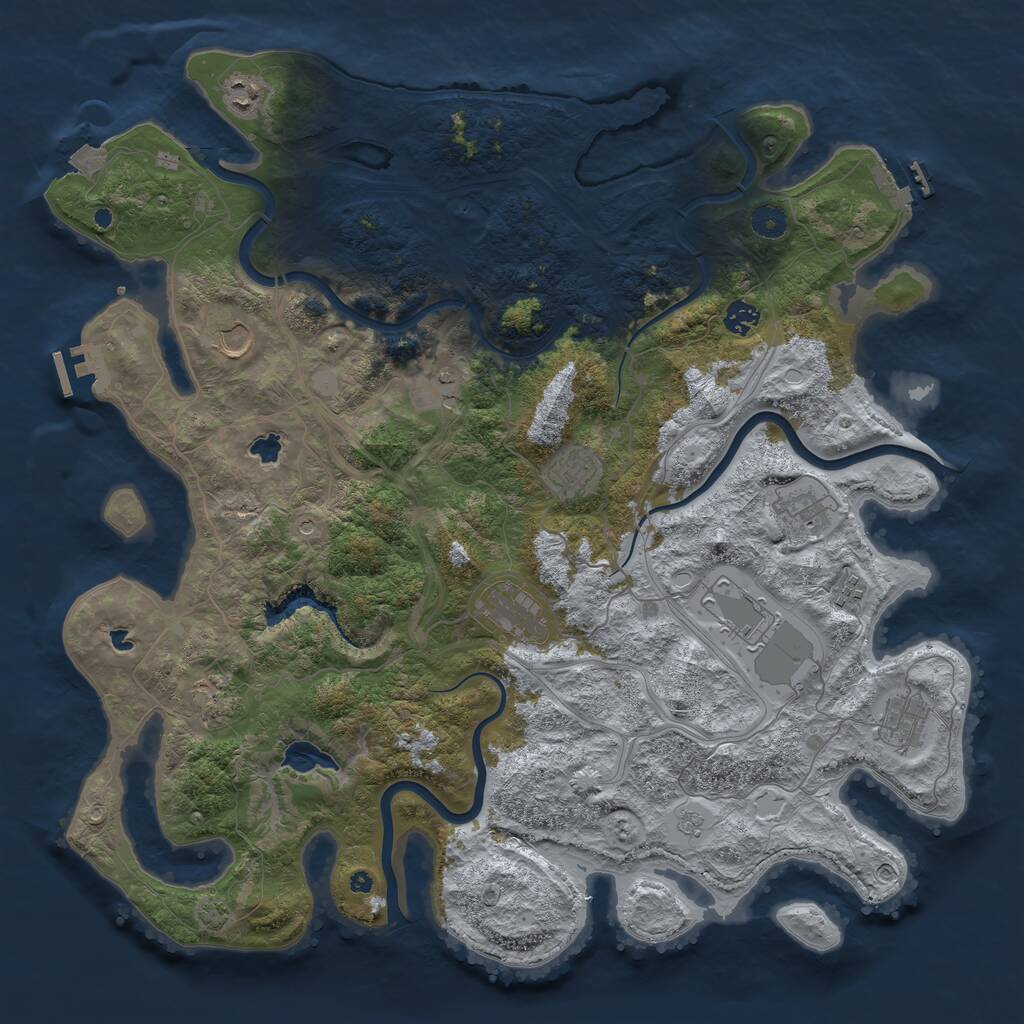 Rust Map: Procedural Map, Size: 4500, Seed: 5599261, 17 Monuments
