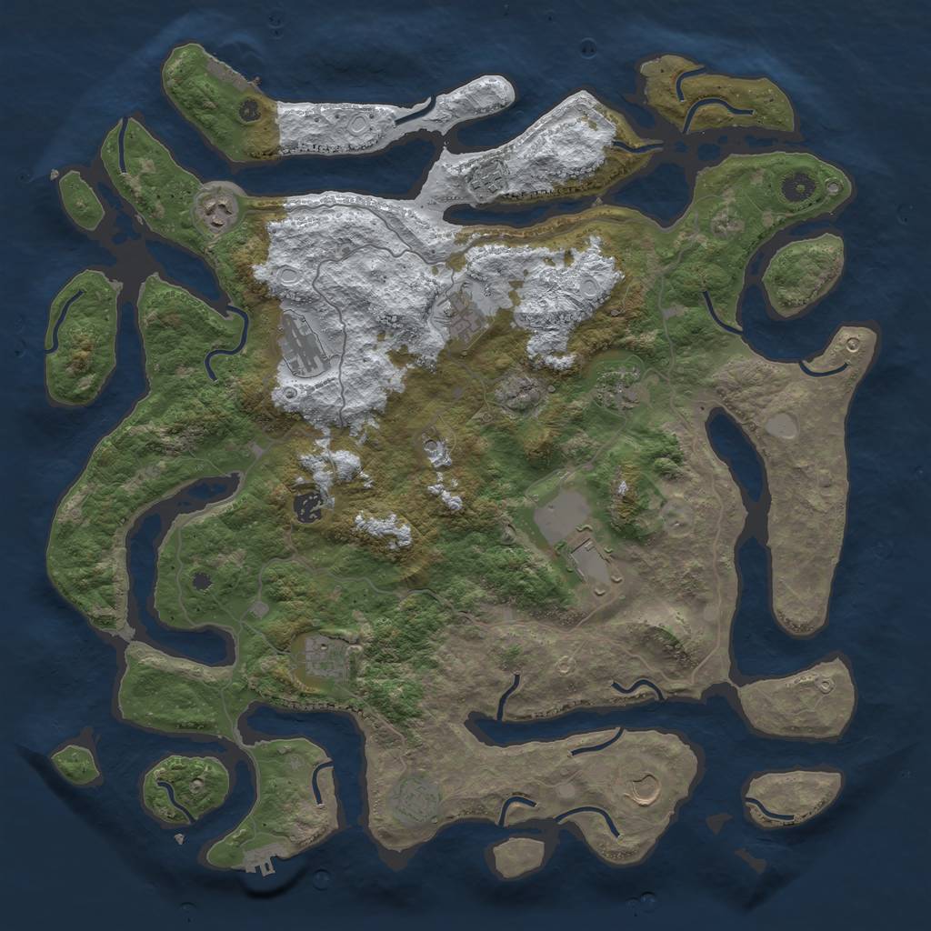 Rust Map: Procedural Map, Size: 4500, Seed: 5702773, 18 Monuments