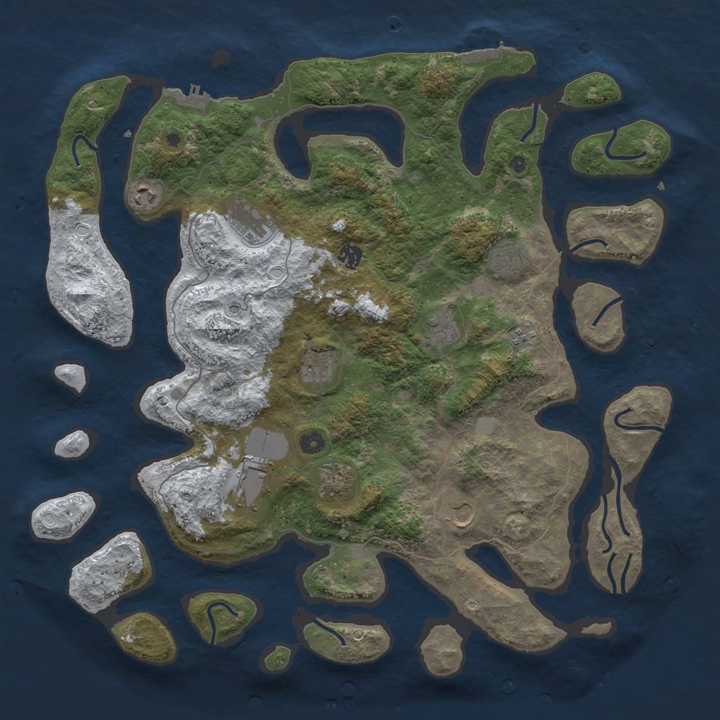 Rust Map: Procedural Map, Size: 4500, Seed: 416540, 18 Monuments