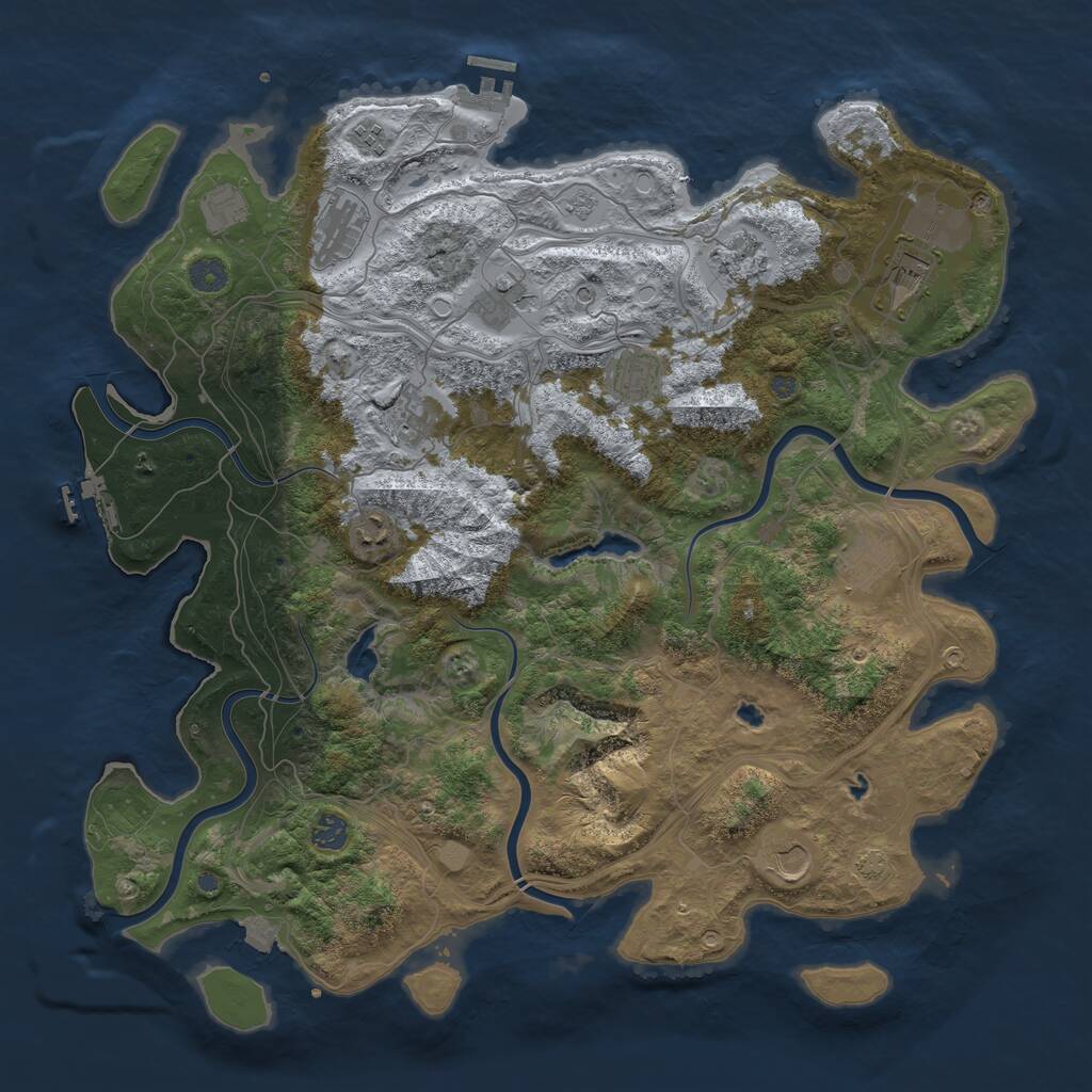 Rust Map: Procedural Map, Size: 4500, Seed: 36847, 17 Monuments