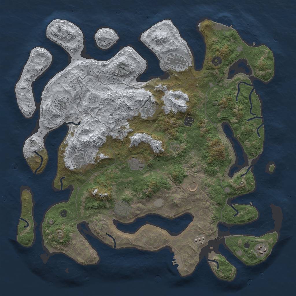 Rust Map: Procedural Map, Size: 4500, Seed: 1607314, 19 Monuments