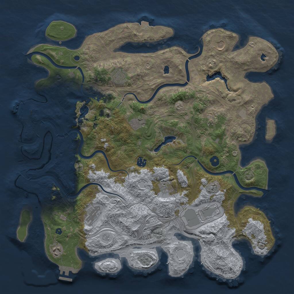 Rust Map: Procedural Map, Size: 4500, Seed: 6183118, 16 Monuments