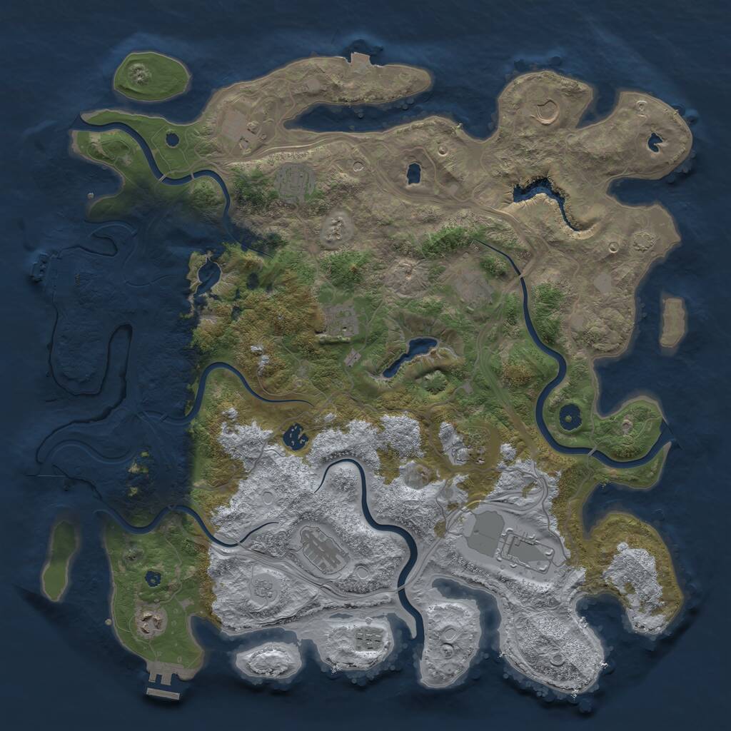 Rust Map: Procedural Map, Size: 4500, Seed: 6183118, 17 Monuments