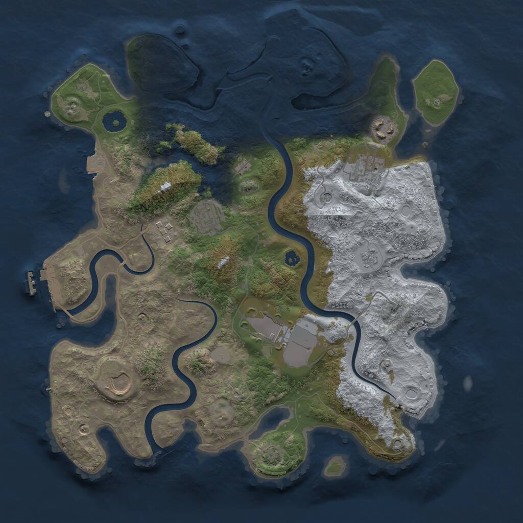 Rust Map: Procedural Map, Size: 3500, Seed: 21474836, 12 Monuments