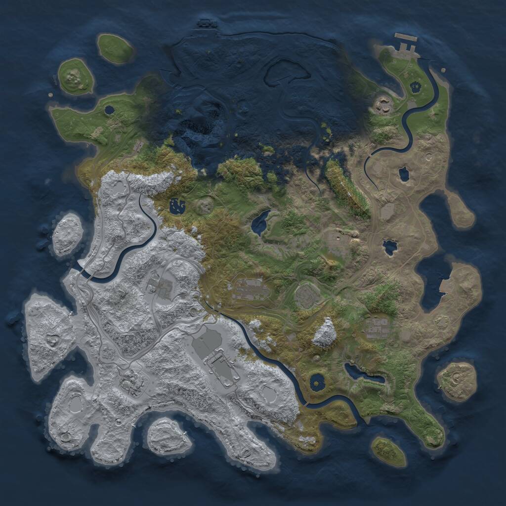 Rust Map: Procedural Map, Size: 4500, Seed: 1687707, 16 Monuments