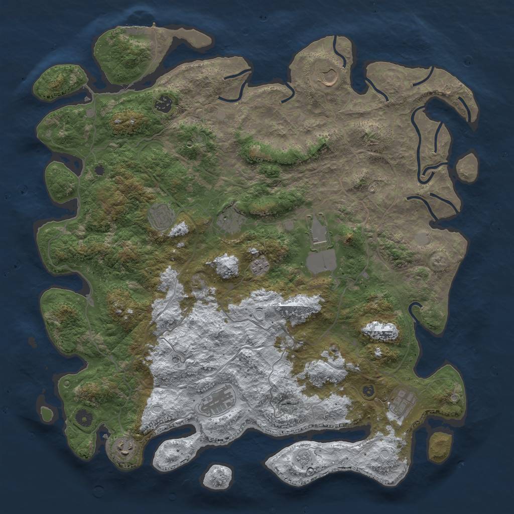 Rust Map: Procedural Map, Size: 4500, Seed: 2859554, 17 Monuments