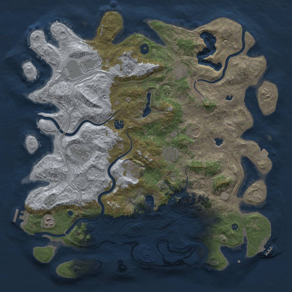 Rust Map: Procedural Map, Size: 4500, Seed: 1468129, 16 Monuments
