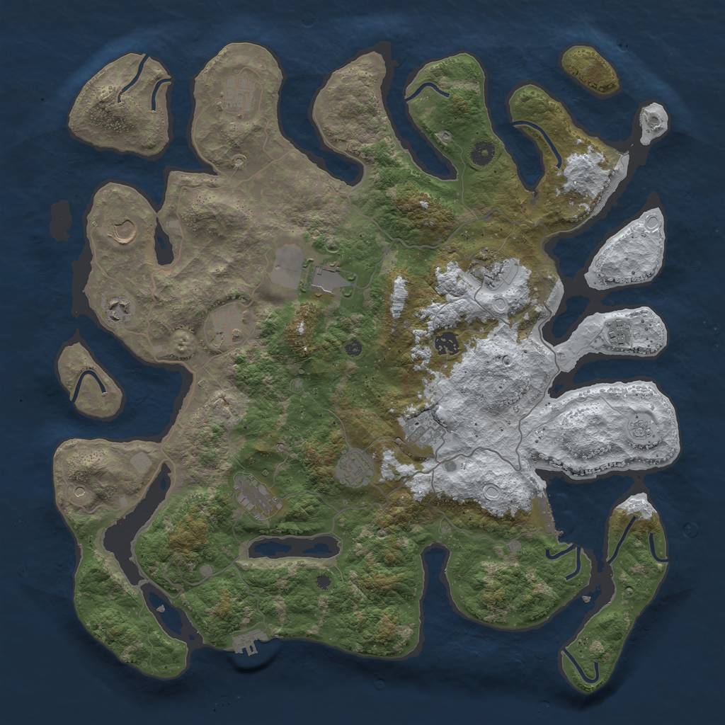 Rust Map: Procedural Map, Size: 4500, Seed: 2077406, 20 Monuments