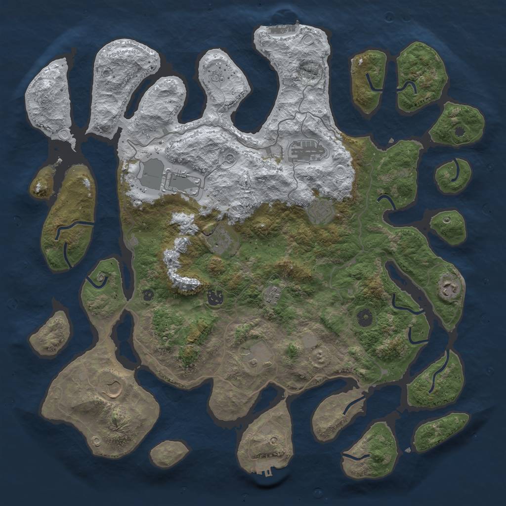 Rust Map: Procedural Map, Size: 4500, Seed: 362283, 18 Monuments